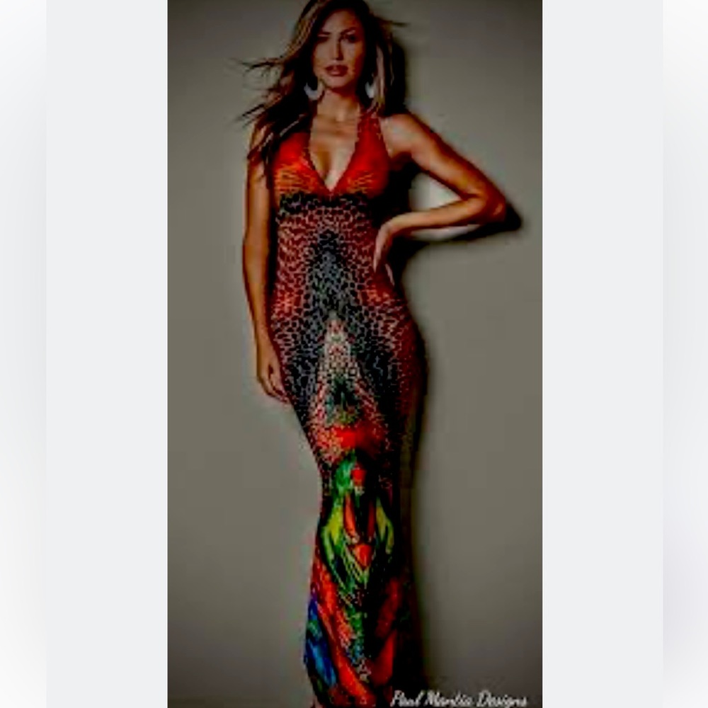 Venus clothing multi print maxi summer dress. Size medium.